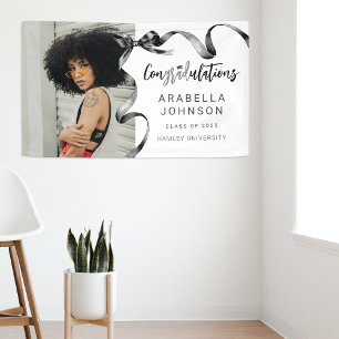Trendy Black Bow Photo Graduation Banner