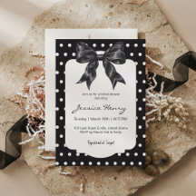 Trendy Black Bow Polka Dots Bridal Shower
