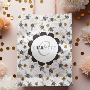 Trendy Black Buzzing Honeybee for Spring & Summer Medium Gift Bag