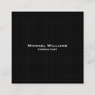 Trendy Black Checks Modern Minimalist Professional Square Business Card