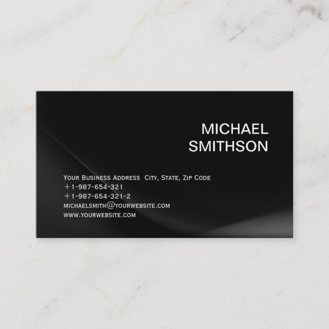 Trendy Black Consultant Business Card (Front)