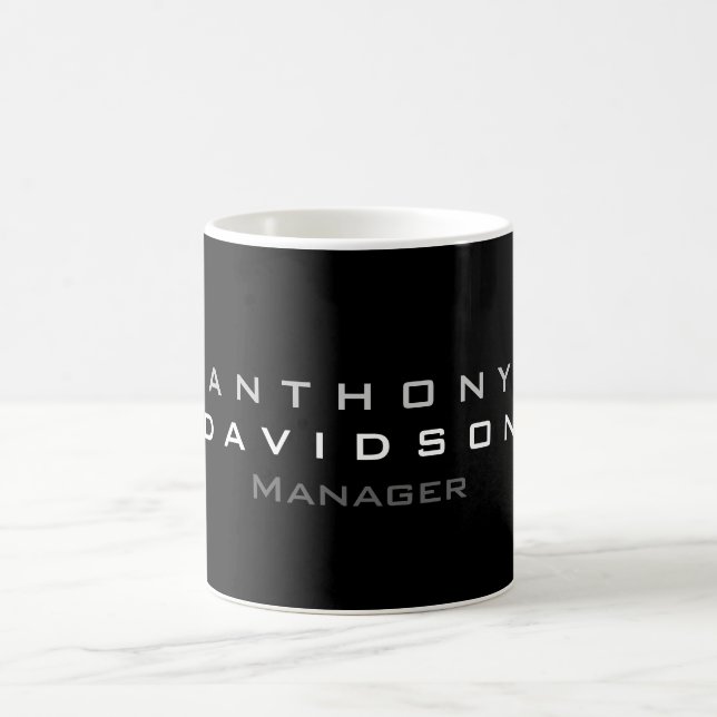 Trendy black custom made modern minimalist coffee mug (Center)