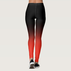 Trendy Black Faded Red Rose Gym Leggings
