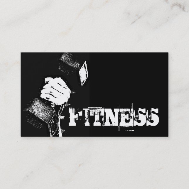 Trendy Black Fitness Sport Business Card (Front)