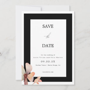 Trendy Black Frame Photo Minimalist Save The Date Invitation