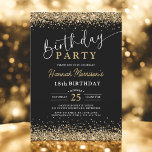 Trendy Black Gold 18th Glitter Any Age Birthday  Invitation<br><div class="desc">Celebrate an unforgettable 18th birthday in style with this Trendy Black Gold Glitter Any Age Birthday Invitation! Designed with a sleek black background and dazzling faux gold glitter accents, this invitation is perfect for a glamourous milestone celebration. Fully editable, you can customise the age, name, and event details—making it ideal...</div>