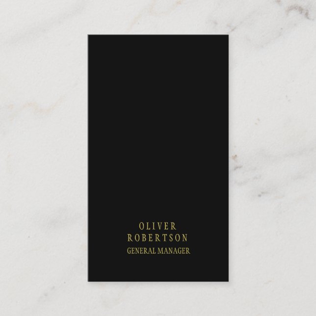 Trendy Black Gold Creative Unique Simple Plain Business Card (Front)