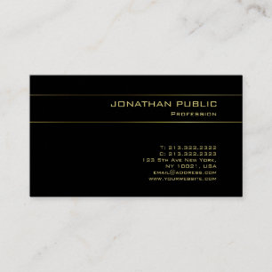 Trendy Black Gold Effect Artistic Plain Luxury Business Card