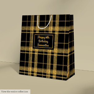 Trendy Black Gold Glitter 50th Birthday Gift Bag