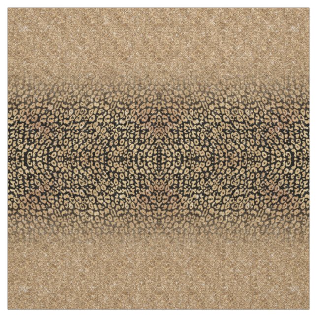 Trendy Black Gold Glitter Leopard Ombre Fabric (Swatch)