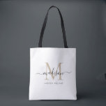 Trendy Black Gold Monogram Initial Script Name Tot Tote Bag<br><div class="desc">Trendy Black Gold Monogram Initial Script Name simple plain wedding gift trendy chic personalised Tote Bag</div>