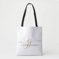 Trendy Black Gold Monogram Initial Script Name