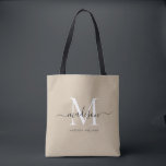 Trendy Black Gold Monogram Initial Script Name Tote Bag<br><div class="desc">Trendy Black Gold Monogram Initial Script Name simple plain wedding gift trendy chic personalised Tote Bag</div>