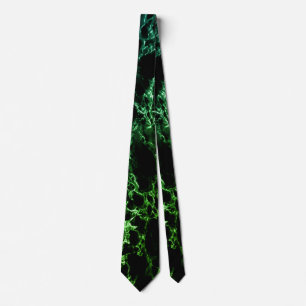 Trendy Black & Green Neon Marble Stone - Unique Tie
