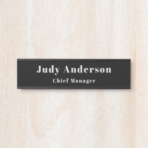 Trendy Black Grey Professional Plain Serif Font Door Sign