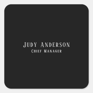 Trendy Black Grey Professional Plain Serif Font Square Sticker