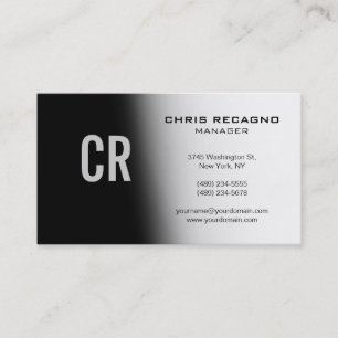 Trendy Black Grey White Monogram Business Card