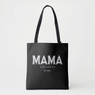 Trendy Black Mama with Name and EST. Year Tote Bag