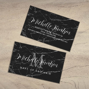 Trendy Black Marble Makeup Artist Hair Salon Business Card