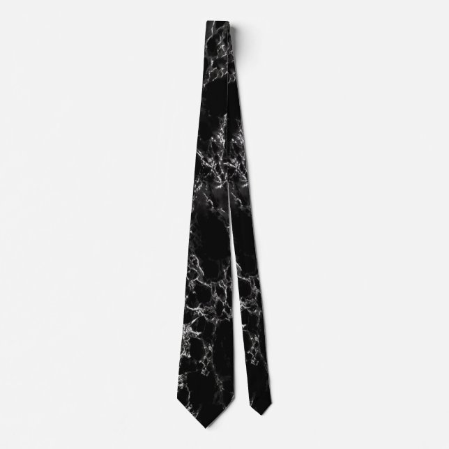 Trendy Black Marble Stone - For Him Tie (Front)