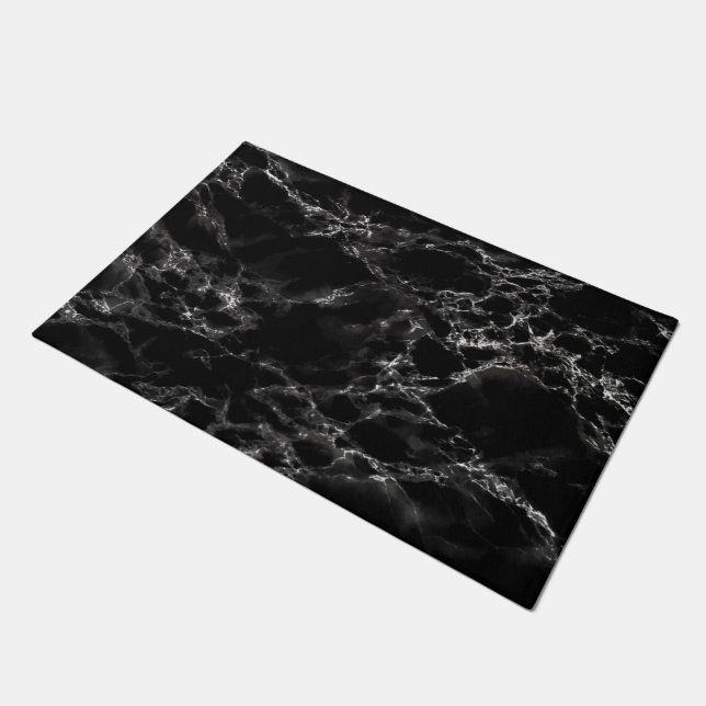Trendy Black Marble Stone - Modern  Doormat (Angled)