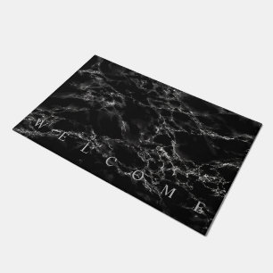 Trendy Black Marble Stone - Welcome Doormat