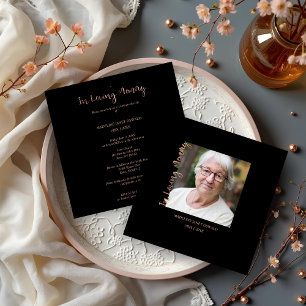 Trendy Black Minimalist Custom Photo Funeral Card