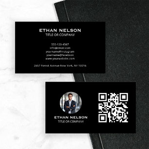 Trendy Black Minimalist Graphic Contact Business Card