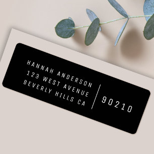 Trendy Black Minimalist Modern Return Address