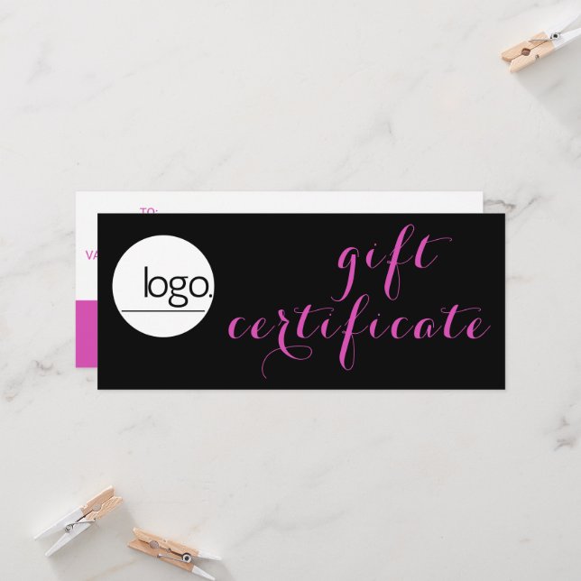 TRENDY BLACK PINK BUSINESS LOGO GIFT CERTIFICATE (Front/Back In Situ)