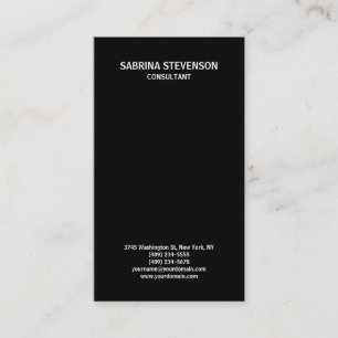 Trendy Black Plain Simple Minimalist Stylish Business Card