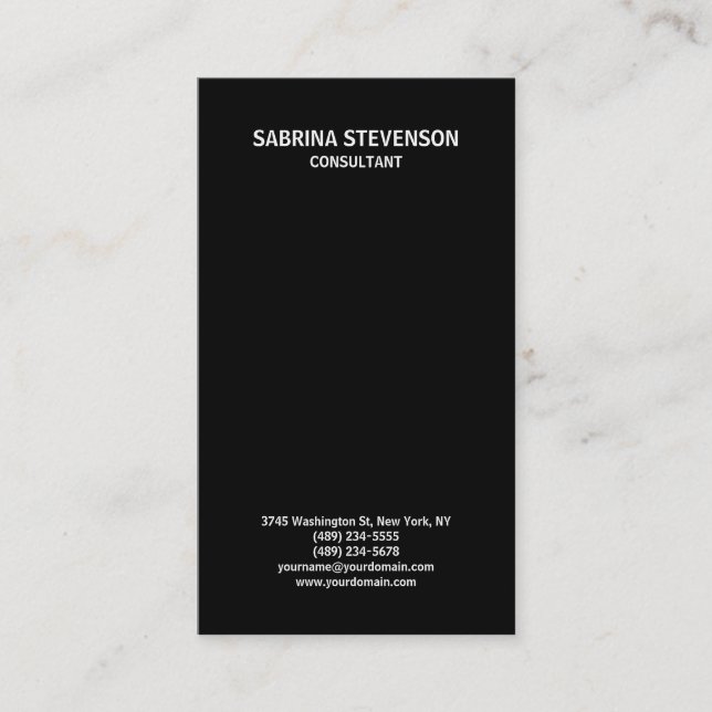 Trendy Black Plain Simple Minimalist Stylish Business Card (Front)