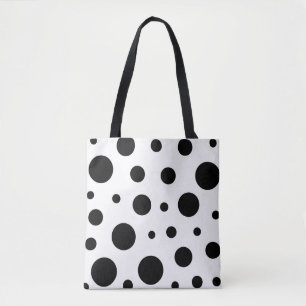 Trendy Black Polka Dot Pattern Tote Bag