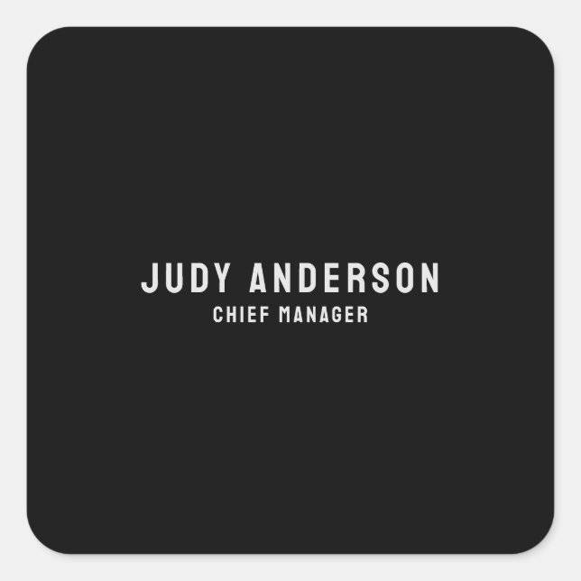 Trendy Black Professional Plain Modern Elegant Square Sticker (Front)