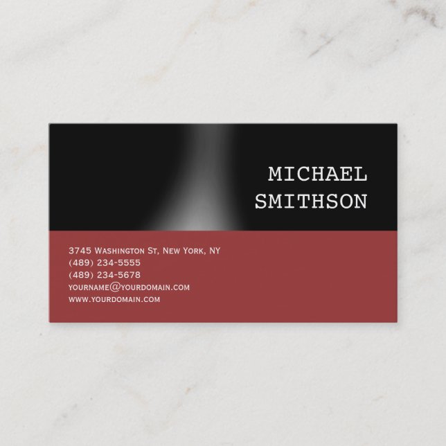 Trendy Black Red Consultant Business Card (Front)
