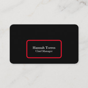 Trendy Black & Red Plain Creative Modern Business Card