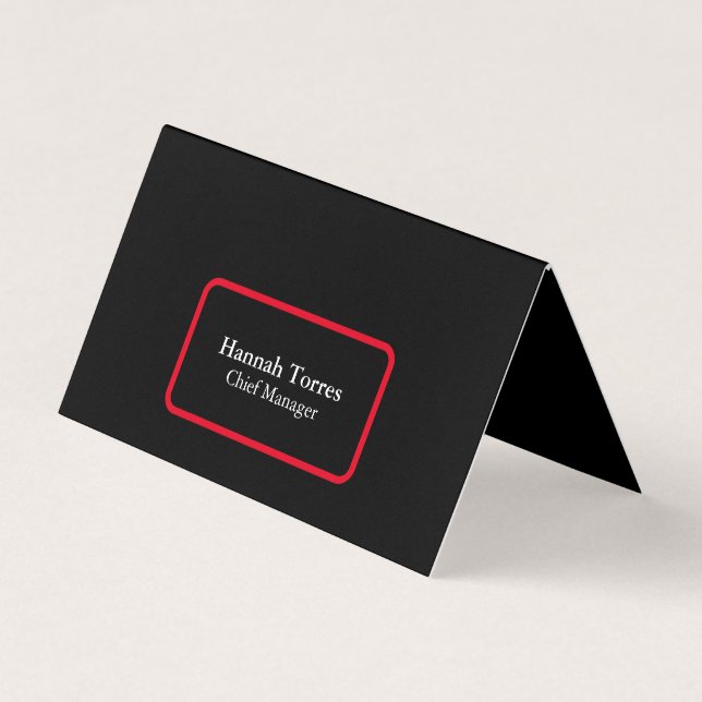 Trendy Black & Red Plain Creative Modern Business Card (Front)