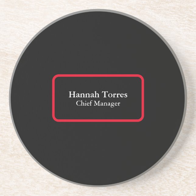 Trendy Black & Red Plain Creative Modern Coaster (Front)