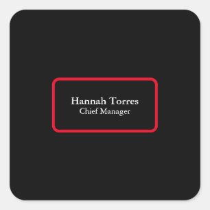 Trendy Black & Red Plain Creative Modern Square Sticker