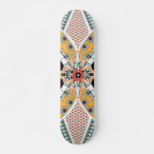 Trendy Black Red Yellow Tribal Skateboard Deck