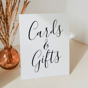 Trendy Black Script Wedding Cards and Gifts Pedestal Sign
