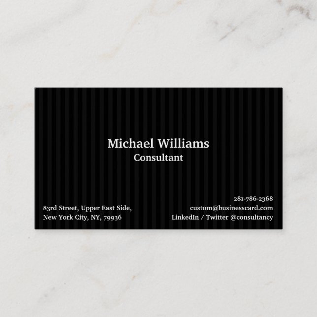 Trendy Black Stripes Geometric Pattern Modern Chic Business Card (Front)
