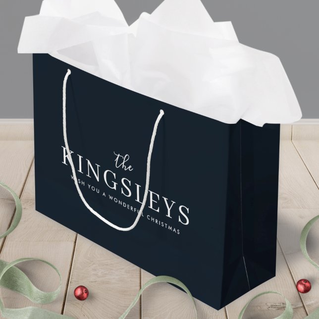 Trendy Black Stylish Modern Bold Typograhy Name Large Gift Bag (Creator Uploaded)