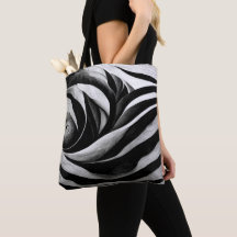 Trendy Black & White Abstract Design Tote Bag 