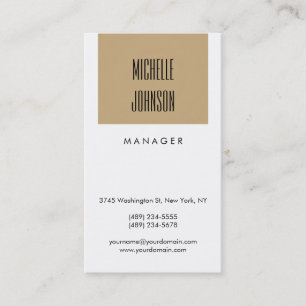 Trendy Black White Beige Manager Business Card