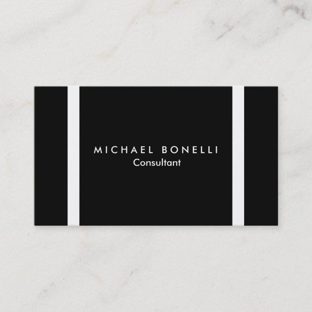 Trendy Black White Border Minimalist Business Card (Front)