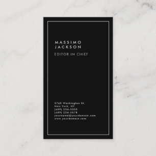 Trendy Black White Border Modern Business Card