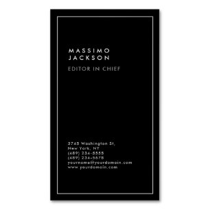 Trendy Black White Border Modern  Magnetic Business Card