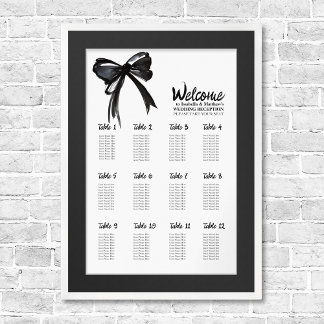 Trendy Black White Bow Chic Wedding Seating Chart