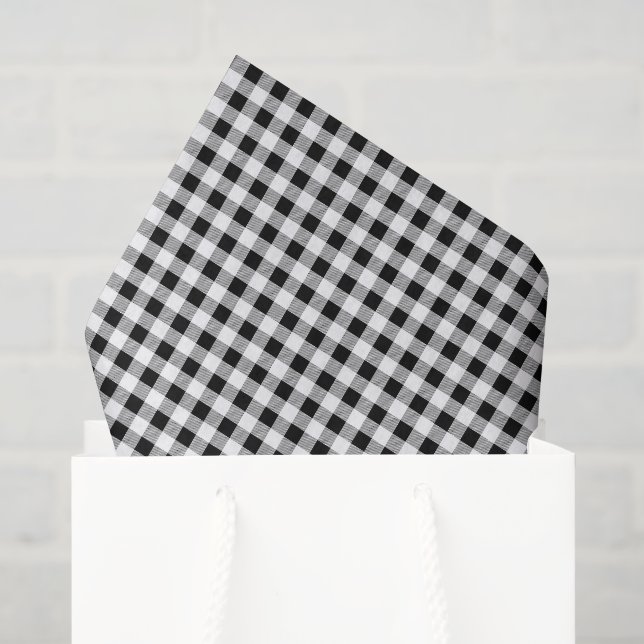 Trendy Black White Buffalo Check Pattern Tissue Paper (Gift Bag)